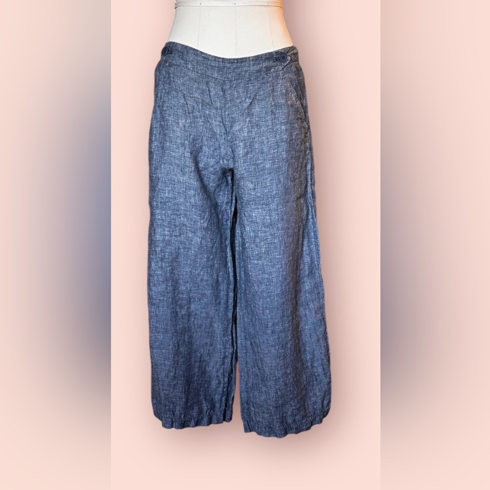 Max Studio 109% Linen jeans wide bottom crop pants 6